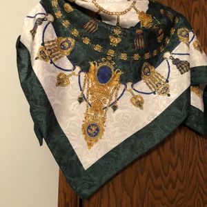 Beautiful Green, White, Royal Blue scarf!